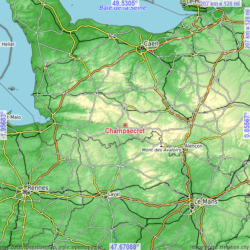 Topographic map of Champsecret