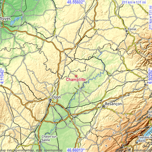 Topographic map of Champlitte