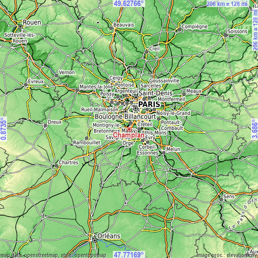 Topographic map of Champlan