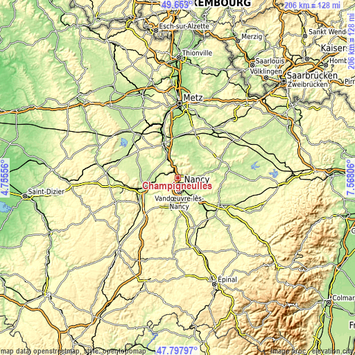 Topographic map of Champigneulles