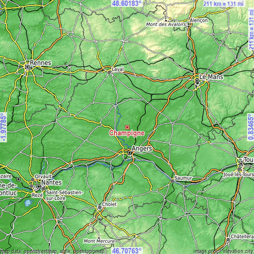 Topographic map of Champigné