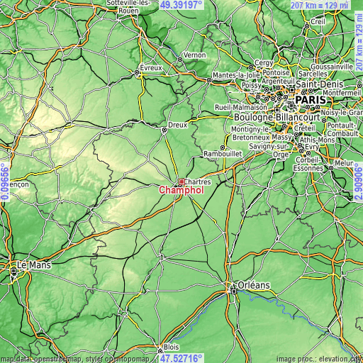 Topographic map of Champhol