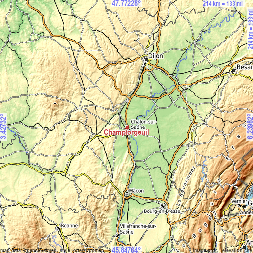 Topographic map of Champforgeuil