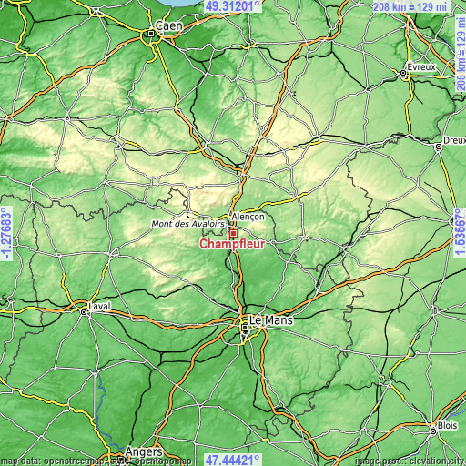 Topographic map of Champfleur