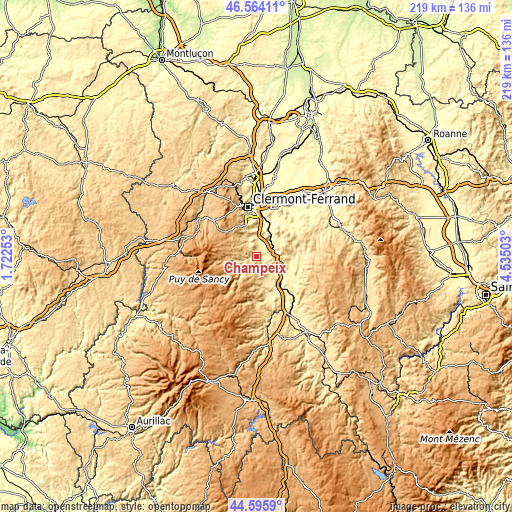 Topographic map of Champeix