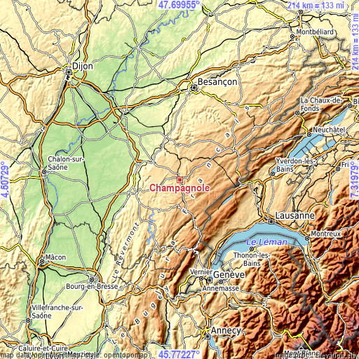 Topographic map of Champagnole