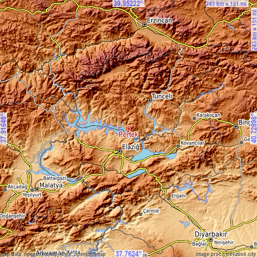Topographic map of Pertek