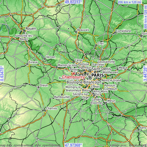 Topographic map of Chambourcy