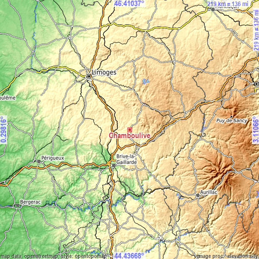 Topographic map of Chamboulive