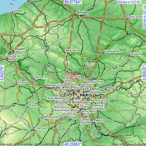 Topographic map of Chambly