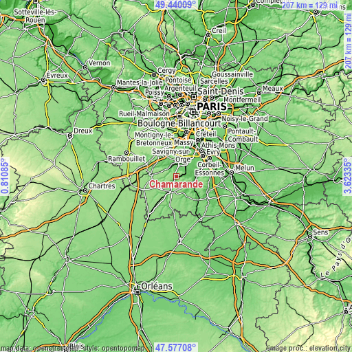 Topographic map of Chamarande