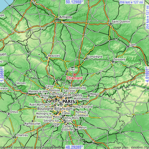 Topographic map of Chamant