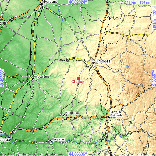 Topographic map of Châlus