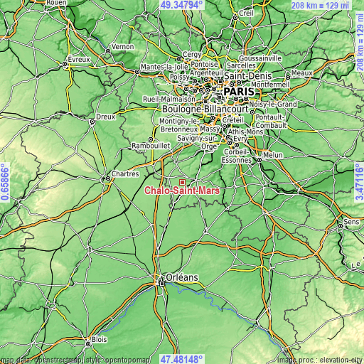 Topographic map of Chalo-Saint-Mars