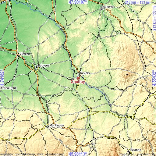 Topographic map of Challuy