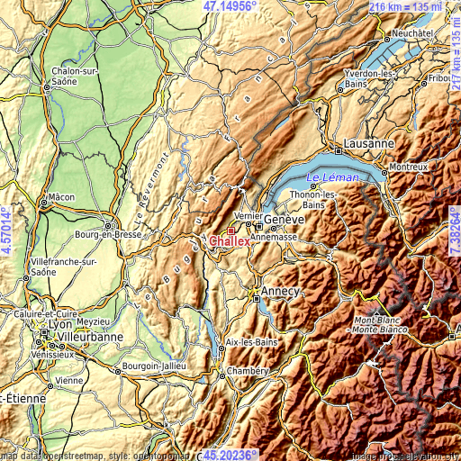 Topographic map of Challex