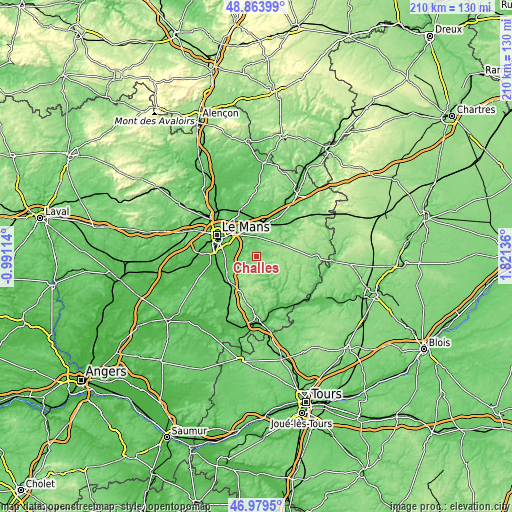 Topographic map of Challes