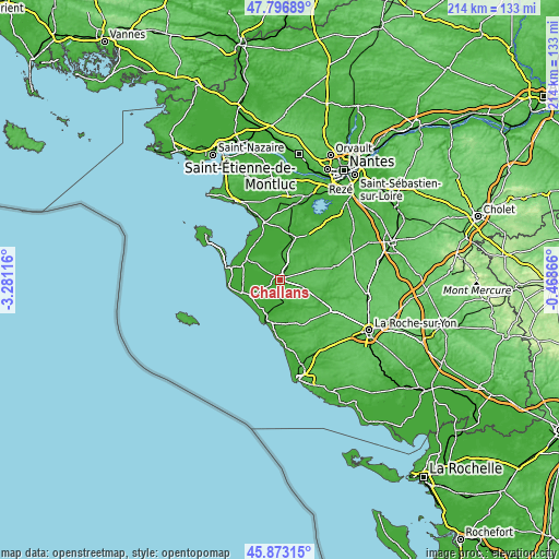 Topographic map of Challans