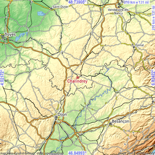 Topographic map of Chalindrey