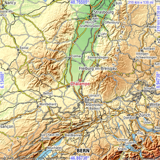 Topographic map of Chalampé