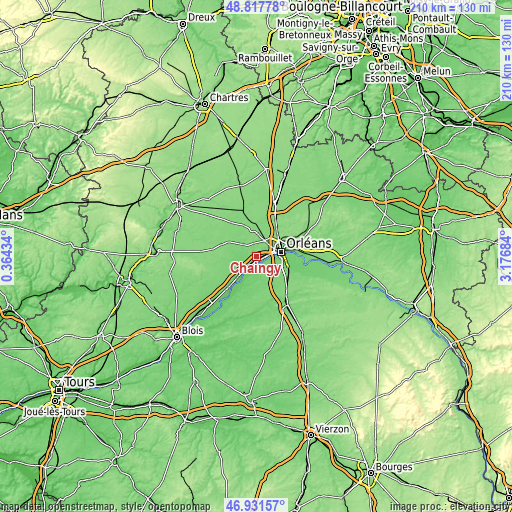 Topographic map of Chaingy