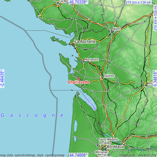 Topographic map of Chaillevette