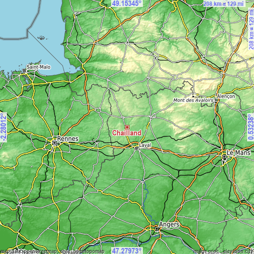Topographic map of Chailland