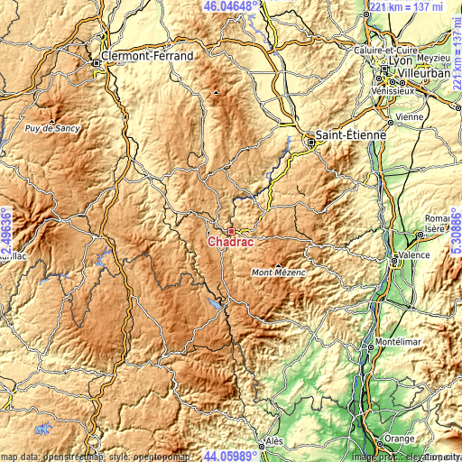 Topographic map of Chadrac