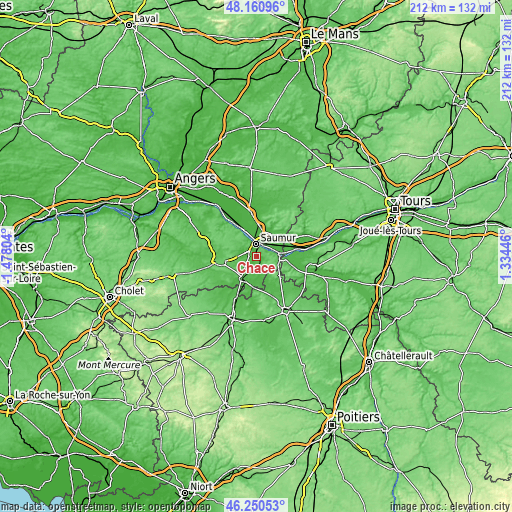 Topographic map of Chacé