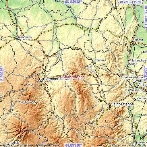 Topographic map of Chabreloche