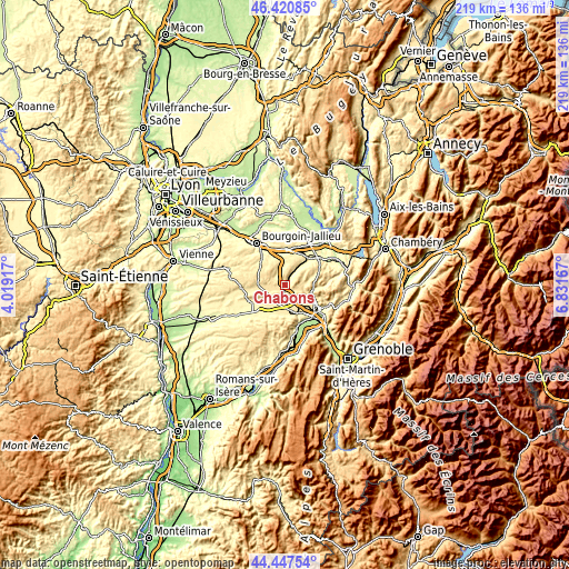 Topographic map of Châbons