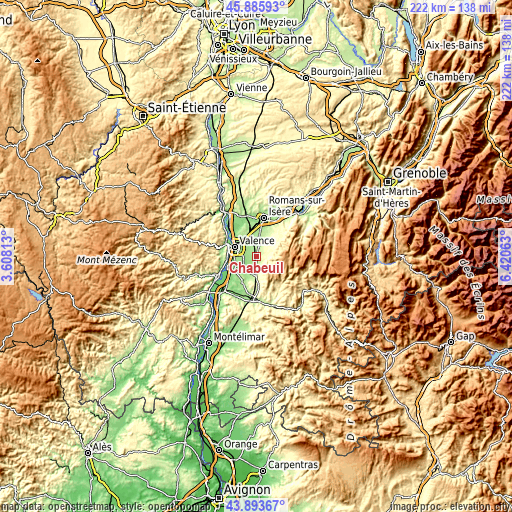 Topographic map of Chabeuil