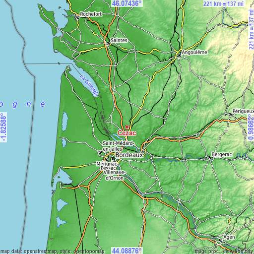 Topographic map of Cézac