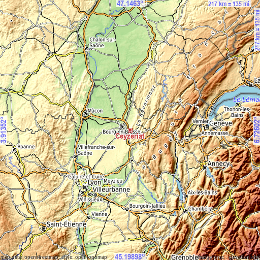 Topographic map of Ceyzériat
