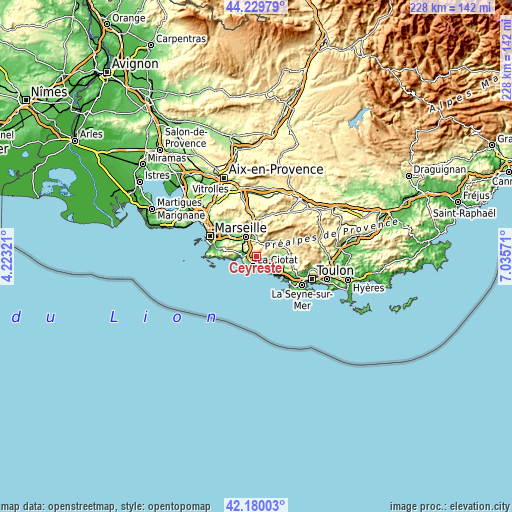 Topographic map of Ceyreste