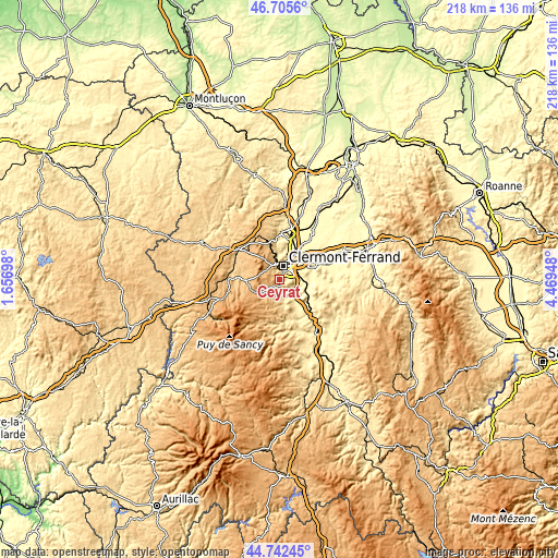 Topographic map of Ceyrat