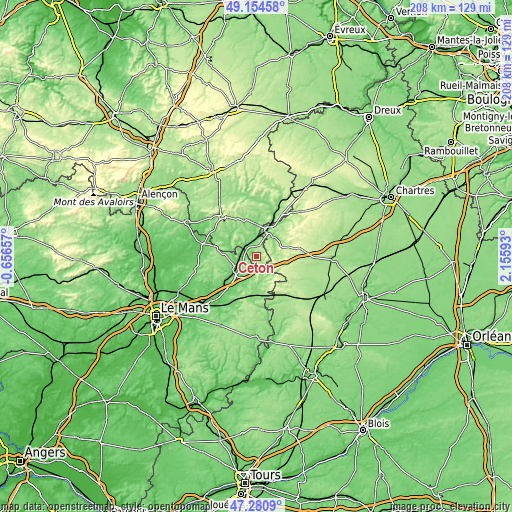 Topographic map of Ceton