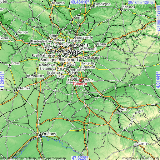 Topographic map of Cesson