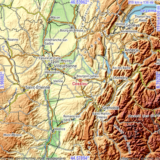 Topographic map of Cessieu