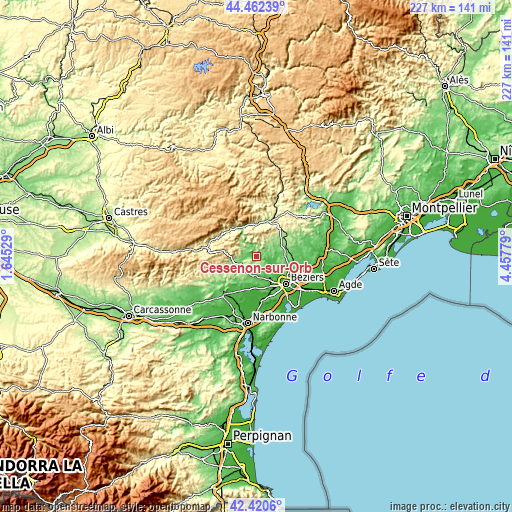 Topographic map of Cessenon-sur-Orb