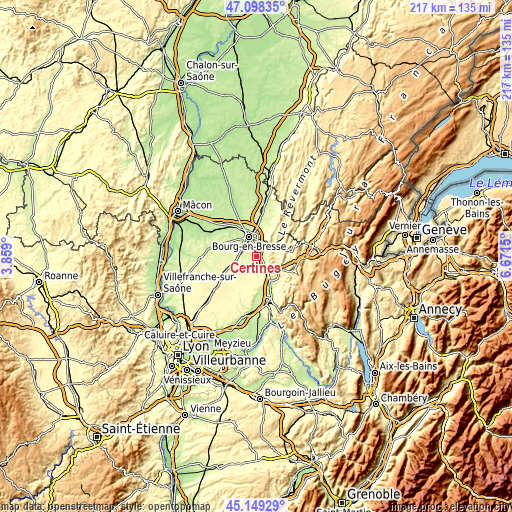 Topographic map of Certines