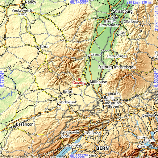 Topographic map of Cernay