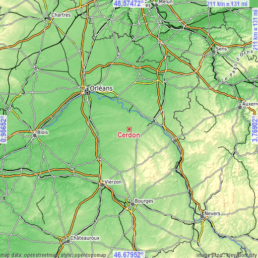 Topographic map of Cerdon