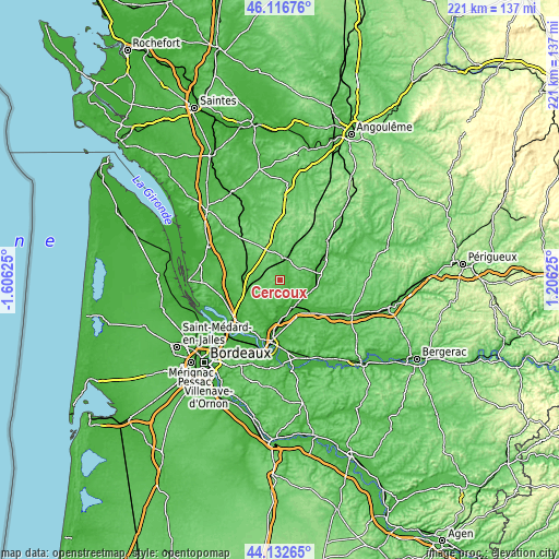 Topographic map of Cercoux