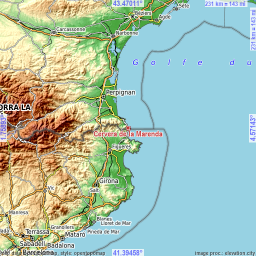 Topographic map of Cervera de la Marenda