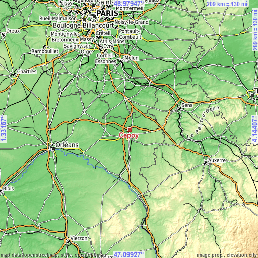 Topographic map of Cepoy