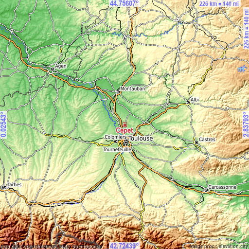 Topographic map of Cépet