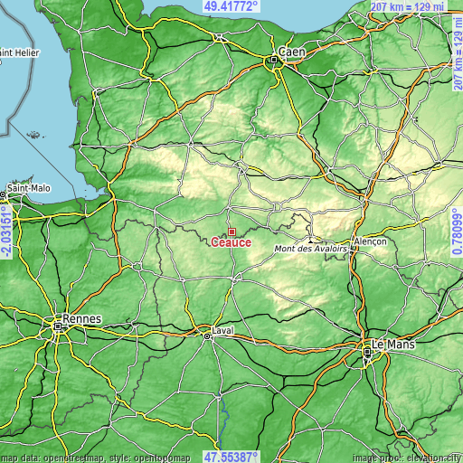 Topographic map of Ceaucé