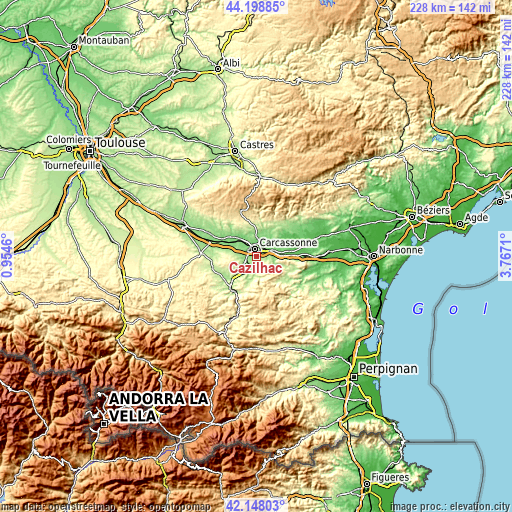 Topographic map of Cazilhac