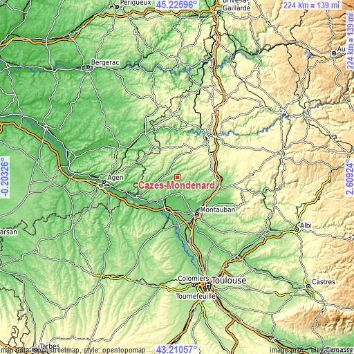 Topographic map of Cazes-Mondenard